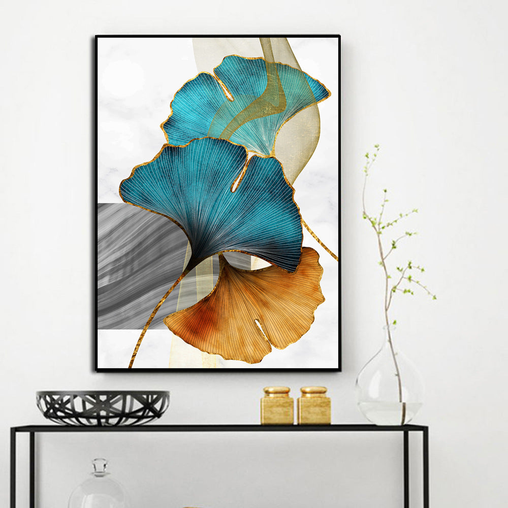 Nordic Leaf And Green Plant Hanging Painting Light Luxury Abstract