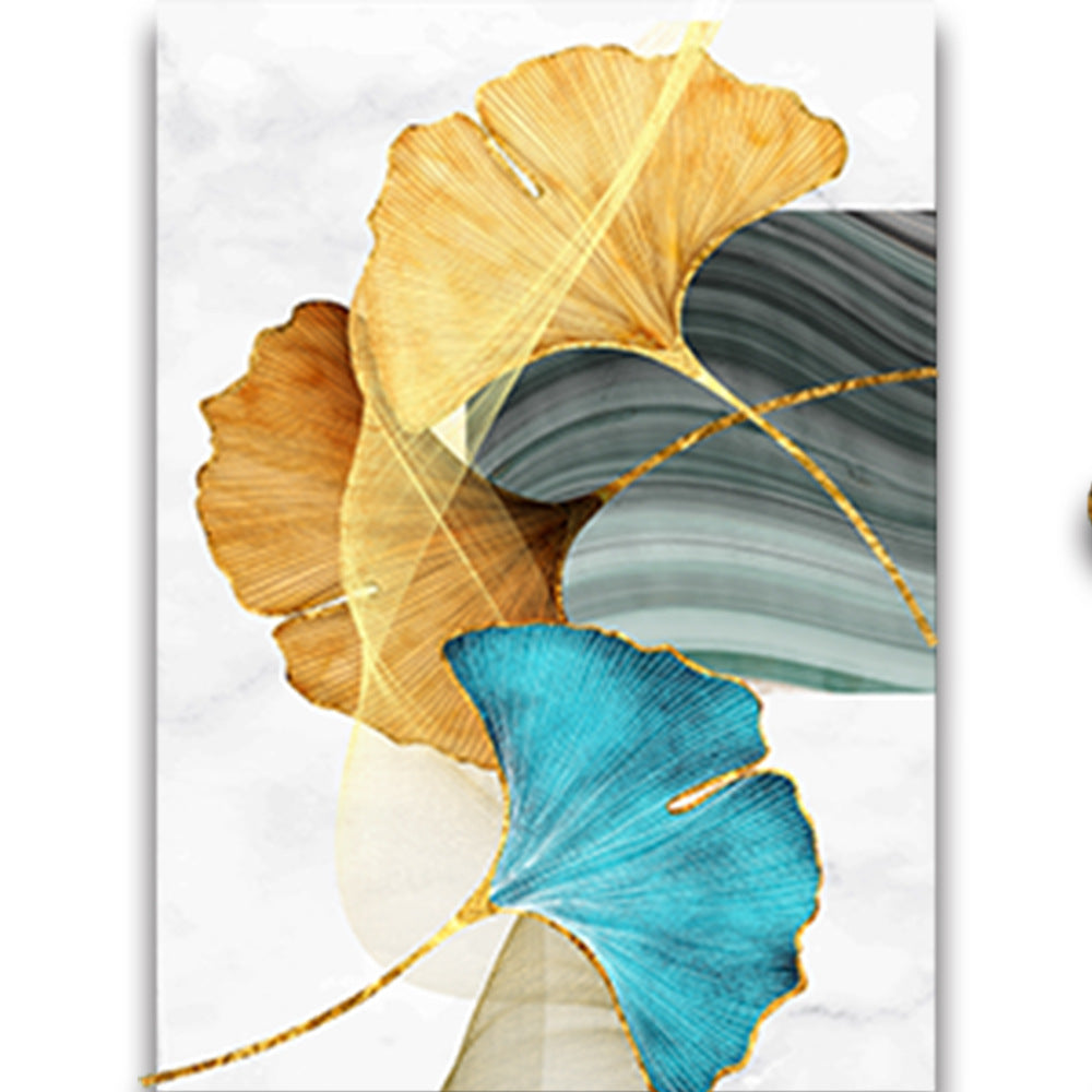 Nordic Leaf And Green Plant Hanging Painting Light Luxury Abstract