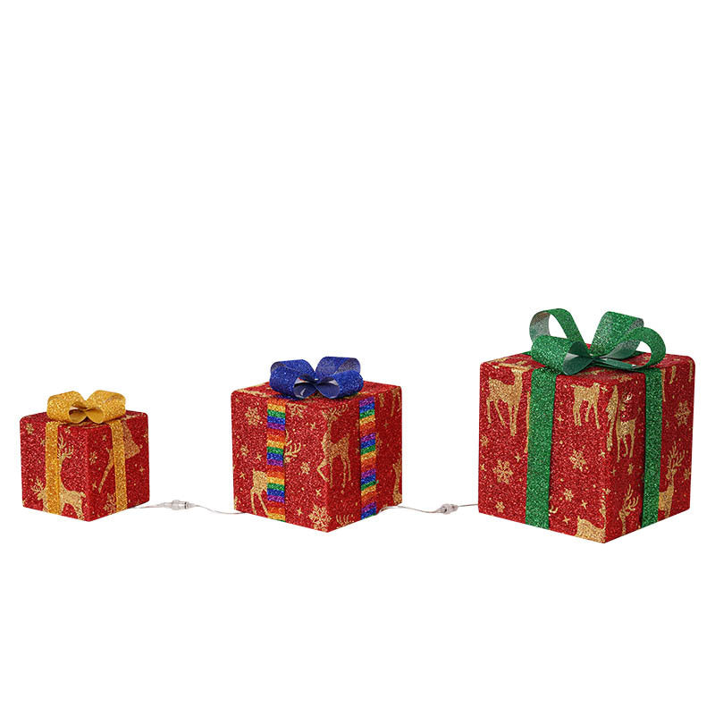 Christmas Lights Gift Box Three-piece Party Decoration Ornaments